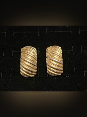 Gold-Tone Ribbed Hoop Earrings - Women's Jewelry